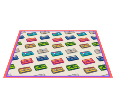 Tapis vinyle vintage cassettes audio colorées - TenStickers