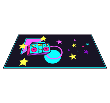 Tapis vinyle vintage graphique boombox coloré - TenStickers