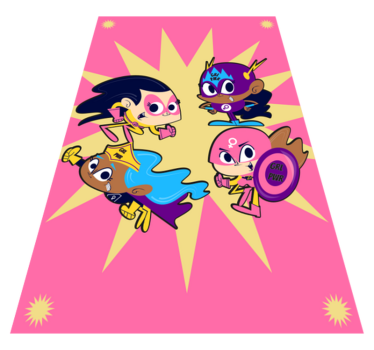 Tapis vinyle pour enfants personnages de super-héros colorés - TenStickers