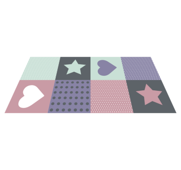 Tapis vinyle pour enfants étoile coeur patchwork - TenStickers