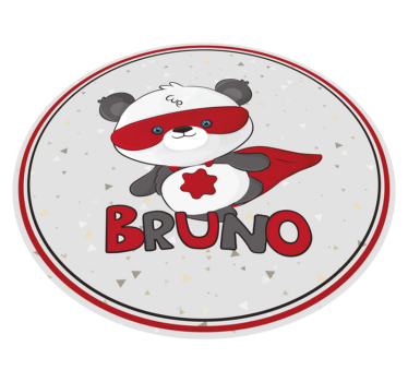Tapis vinyle rond avec Prénom personnalisable Super Bébé Panda - TenStickers