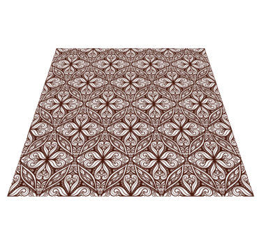 Tapis vinyle rétro motif floral marron - TenStickers