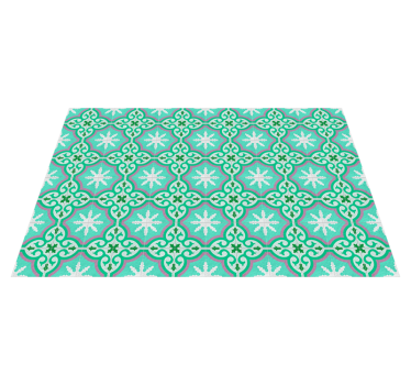 Tapis vinyle rétro carrelage hydraulique vert - TenStickers