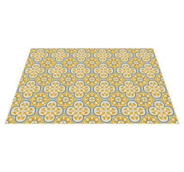 Tapis vinyle rétro carrelage hydraulique jaune - TenStickers