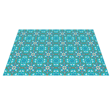 Tapis vinyle rétro carrelage hydraulique bleu  - TenStickers