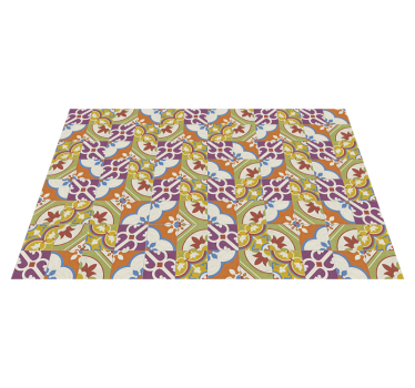 Tapis vinyle rétro carrelage hydraulique coloré - TenStickers