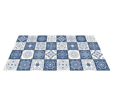 Tapis cuisine carreaux bleus vintage - TenStickers