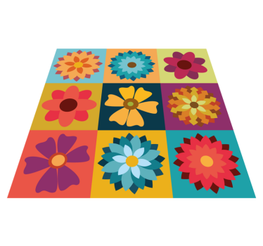 Tapis en vinyle carreaux de ciment fleurs hippies multicolores - TenStickers