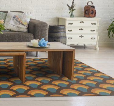 Tapis vinyle salon motif courbe rétro - TenStickers