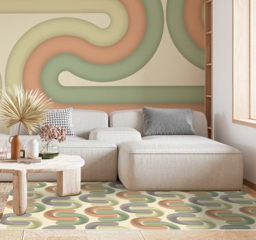 Tapis vinyle salon motifs de couleurs courbes - TenStickers