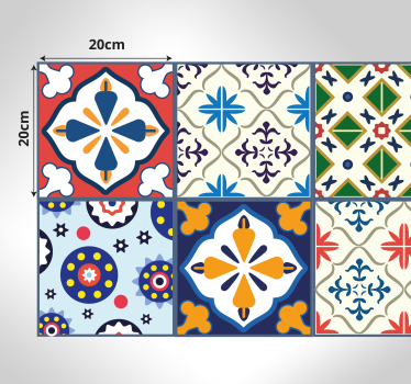 Tapis vinyle carreaux de ciment pièces colorées et vibrantes - TenStickers
