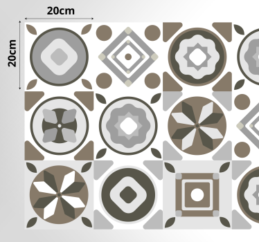 Tapis vinyle cuisine carreaux de ciment couleur neutre - TenStickers