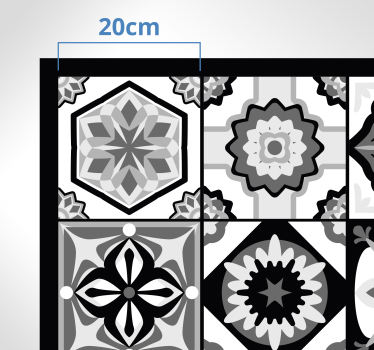 Tapis vinyle cuisine carreaux de ciment noir blanc et gris - TenStickers