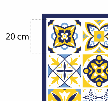 Tapis vinyle carreaux de ciment mosaïque bleue et jaune - TenStickers
