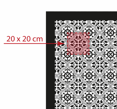 Tapis vinyle carreaux de ciment motif floral noir - TenStickers
