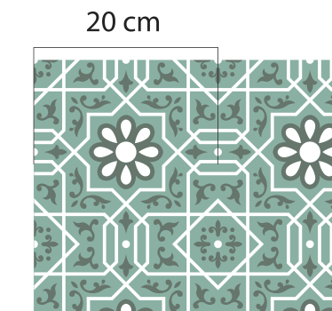 Tapis vinyle cuisine carreaux de ciment vert bleu - TenStickers
