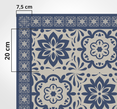 Tapis vinyle carreaux de ciment motif à motif floral - TenStickers