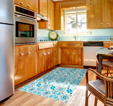 Tapis vinyle carreaux de ciment turquoise - TenStickers