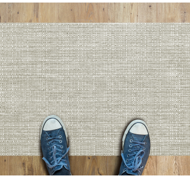 Tapis vinyle salon motif effet texture de lin brun clair - TenStickers