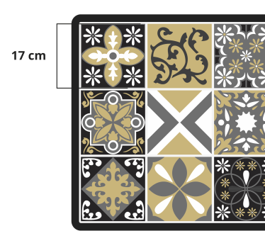 Tapis vinyle carreaux de ciment noirs effet or et argent - TenStickers