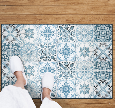 Tapis vinyle carreaux de ciment méditerranéens bleus - TenStickers