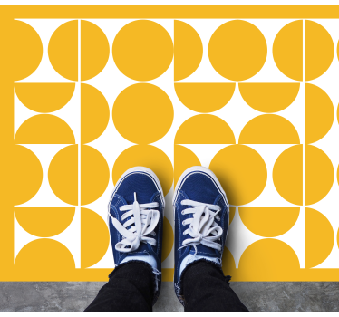 Tapis vinyle géométrique demi-cercles jaunes - TenStickers