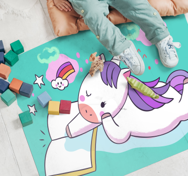 Tapis vinyle pour enfants lecture de licorne - TenStickers