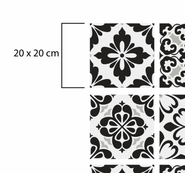 Tapis vinyle cuisine carreaux de ciment moderne noir blanc - TenStickers