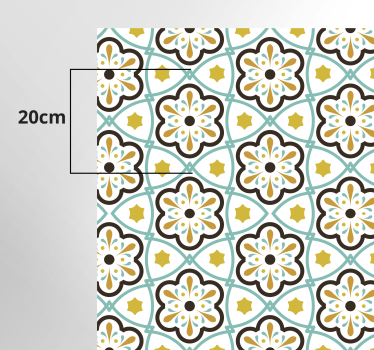 Tapis vinyle cuisine carreaux motif inspiration florale - TenStickers
