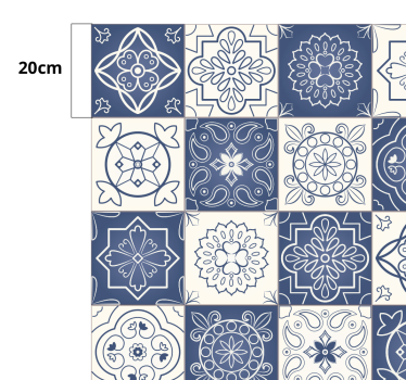 Tapis cuisine carreaux bleus vintage - TenStickers