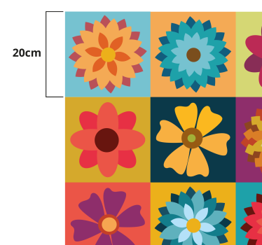 Tapis en vinyle carreaux de ciment fleurs hippies multicolores - TenStickers