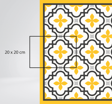 Tapis vinyle carreaux de ciment motif floral jaune - TenStickers