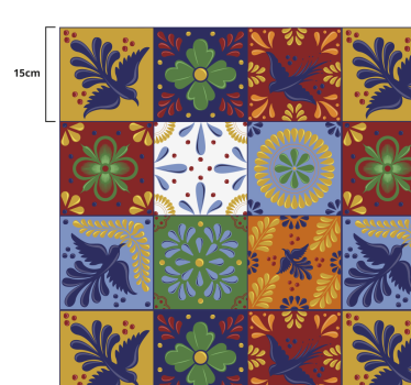 Tapis vinyle cuisine carreaux mexicains colorés - TenStickers