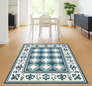 Tapis vinyle carreaux de ciment motif bleu et blanc - TenStickers