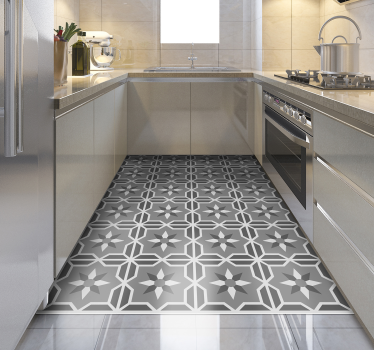 Tapis vinyle cuisine carreaux de ciment fond gris doux - TenStickers