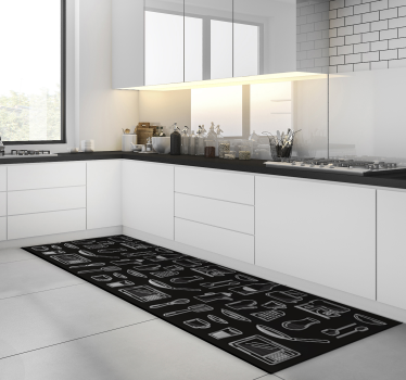 Tapis vinyle cuisine dessins d'ustensiles - TenStickers