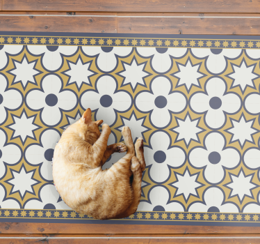Tapis vinyle carreaux de ciment arrangement mosaïque Étoile - TenStickers