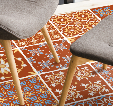 Tapis vinyle carreaux de ciment mosaïque orange - TenStickers