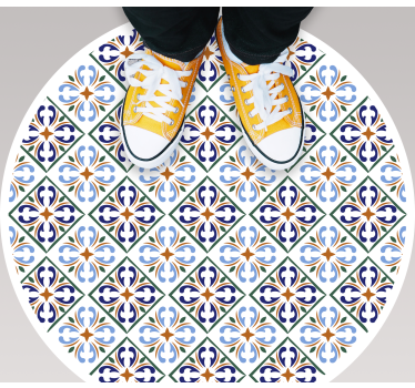 Tapis vinyle carreaux de ciment nuances de bleu géométriques - TenStickers
