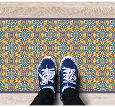 Tapis mosaique vinyle composition jaune colorée - TenStickers