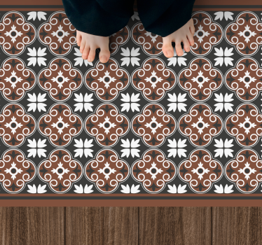 Tapis mosaique vinyle composition florale complexe - TenStickers