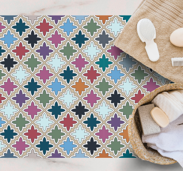 Tapis mosaique vinyle composition florale vivante - TenStickers