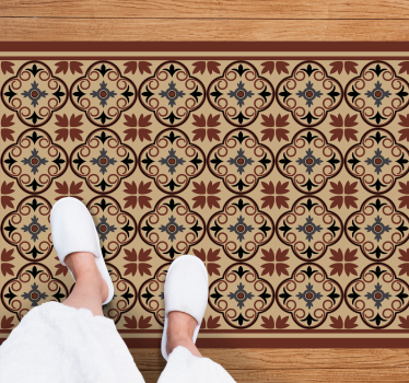 Tapis mosaique vinyle éléments floraux géométriques - TenStickers