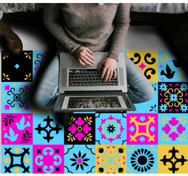 Tapis mosaique vinyle mosaïque à motifs colorés - TenStickers