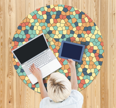 Tapis mosaique vinyle mosaïque ronde - TenStickers