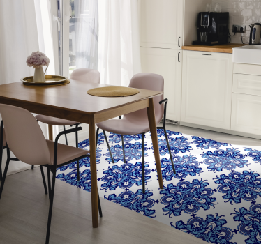 Tapis mosaique vinyle motif bleu complexe - TenStickers