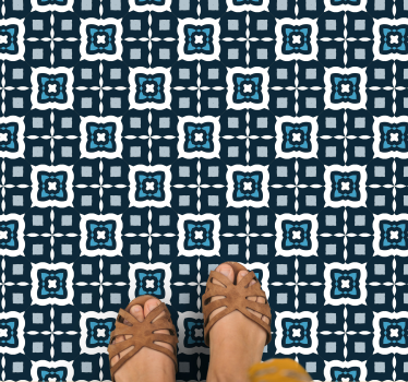 Tapis mosaique vinyle motif de couleur marine - TenStickers