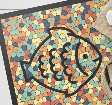 Tapis mosaique vinyle motif de poisson en mosaïque - TenStickers