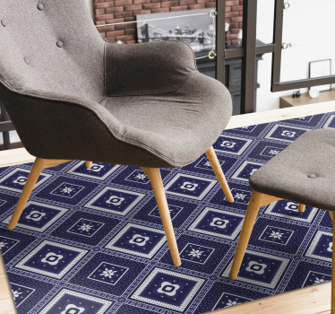 Tapis vinyle carreaux de ciment motif diamant bleu - TenStickers