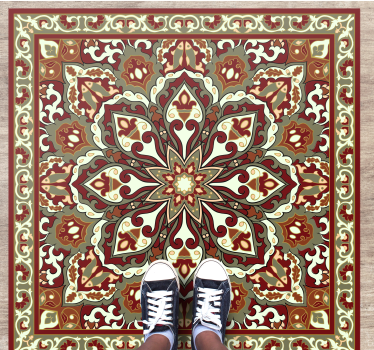 Tapis mosaique vinyle motif floral détaillé - TenStickers